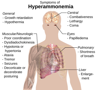 Main symptoms of hyperammonemia (ammonia reaching toxic concentrations).[173]