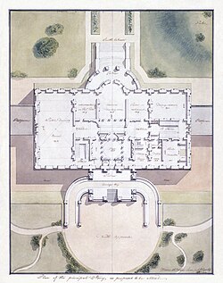 The principal story plan for the White House by Benjamin Henry Latrobe in 1807