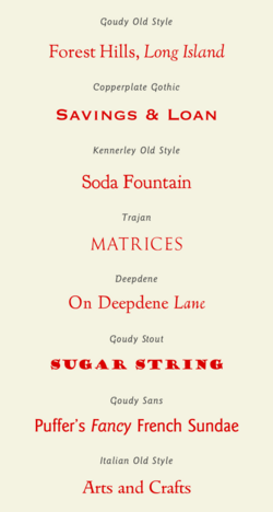 Specimens of typefaces designed by Frederic Goudy