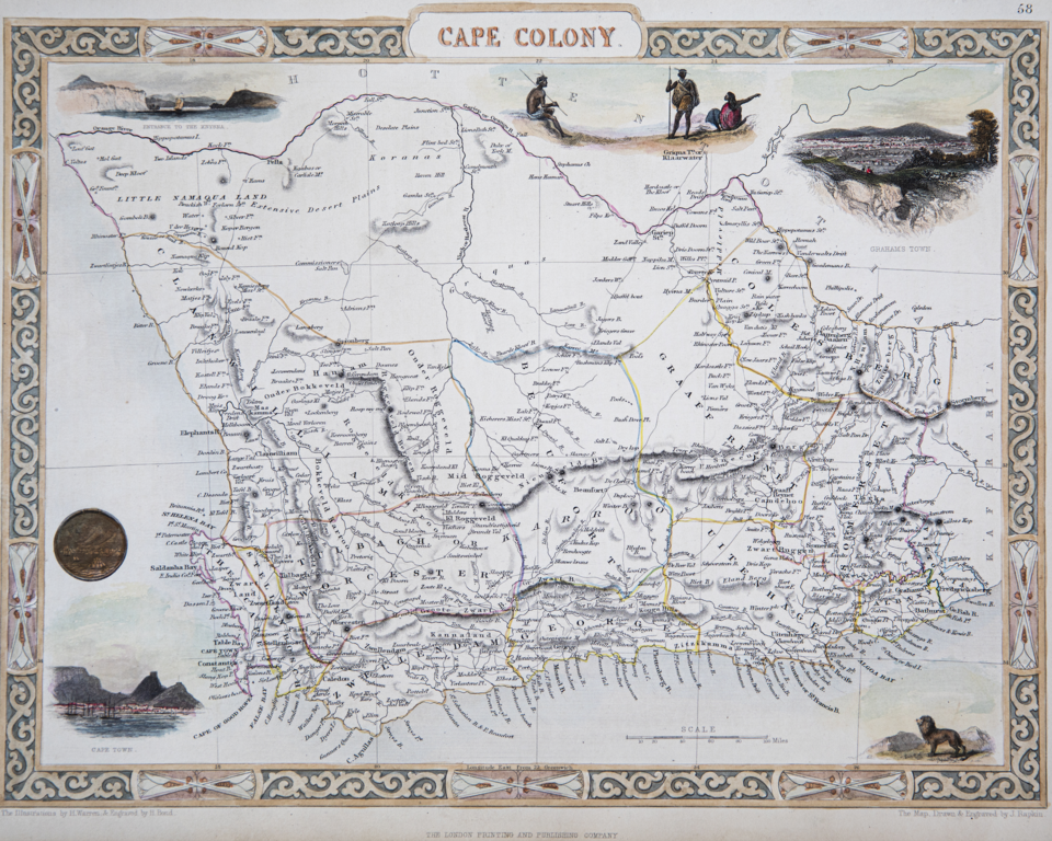 Tallis Map of the Cape Colony, 1850.