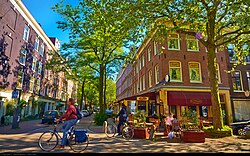 A street view of downtown Amsterdam.