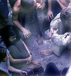 Tahquitz Canyon, Palm Springs, California, 1969, sharing a joint