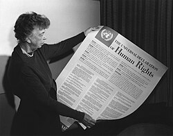 Eleanor Roosevelt with the Universal Declaration of Human Rights, 1949