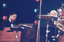 Wild Bill Davis (left) and double-bassist Chubby Jackson, North Sea Jazz Festival, 1979
