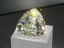 The world's largest faceted cerussite, the Light of the Desert, on display at the Teck Suite of Galleries