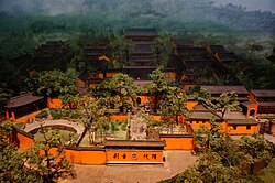 A model of Guoqing Temple, a center of the Tiantai school