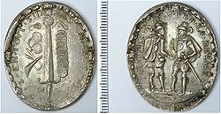Silver Geuzen medal commemorating the Capture of Brielle in 1572 by the Sea Beggars; this was produced commercially