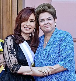 Kirchner with Brazilian president Dilma Rousseff in 2011
