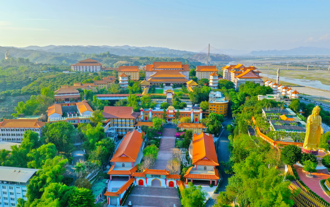 An aerial view of Fo Guang Shan Monastery in Kaohsiung, Taiwan