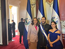 Salazar with President Nayib Bukele in El Salvador, 2024