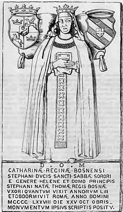 Ledger stone to Queen Catherine of Bosnia, the last queen of the House of Kosača.