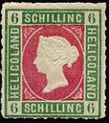 British Heligoland postage stamp showing Queen Victoria and denominated in Hamburg schillings.