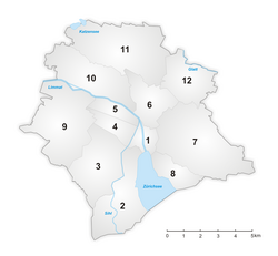 Zurich's twelve municipal districts