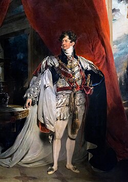 The patron of King's College London, King George IV, shown in a portrait by Sir Thomas Lawrence.