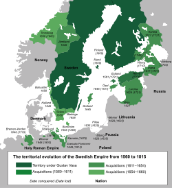 The Swedish Empire between 1560 and 1815; its peak was between 1658 and 1660
