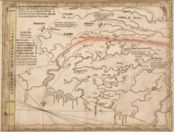 Portuguese map of the region of Malacca.