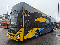 Volvo 9700DD bodied Volvo B13RLE at Inverness bus station on the M10 service to Glasgow in May 2024