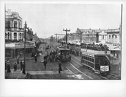 Trams on Upper Symonds Street in 1904.