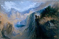 John Martin, Manfred on the Jungfrau (1837), watercolor