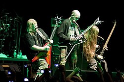 Technical death metal band Nile performing in 2010.