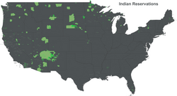 Map of the 326 Indian reservations in the United States; 231 recognized Alaska Native tribes are not shown.