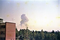 Explosion in Mehrabad Air Base in Tehran after Iraqi forces attacked Tehran on 22 September 1980