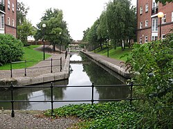 Dock feeder canal in Cardiff, Wales