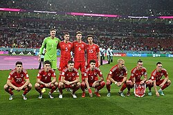 Wales line up against United States at the 2022 FIFA World Cup in Qatar.