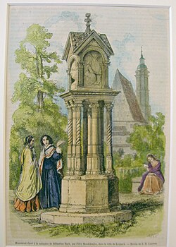 Illustration of monument donated by Mendelsohn for Bach