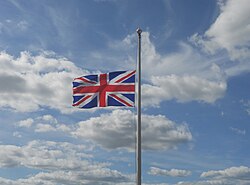 A Union Jack at half-mast after the death of Elizabeth II in September 2022