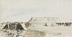 The Citadel behind a camp of the Australian Light Horse on 19 November 1918 (James McBey)