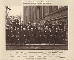 De Broglie presented at the Solvay conference 1927 (third from right in middle row).