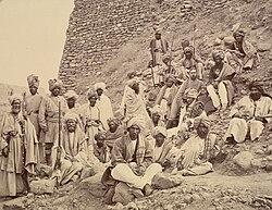 Afghan chiefs and a British political officer posing at Jamrud Fort at the mouth of the Khyber Pass in 1878
