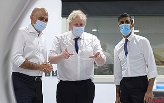 Javid (left) and Rishi Sunak (right) (the first two cabinet members to resign on 5 July) pictured with Boris Johnson (centre)