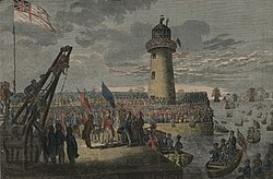 George IV at Holyhead en route to Ireland on 7 August 1821, the day of his wife's death