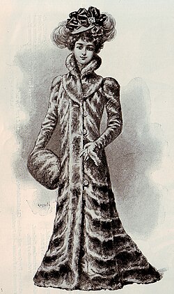 Illustration of a woman wearing a fur coat