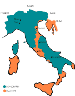 The division of Italy between the Lombards and the Byzantines during Gregory III's pontificate