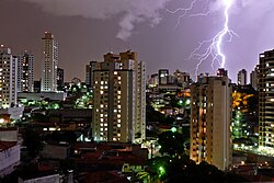 Heavy rain and lightning in São Paulo, which has one of the largest number of lightning incidents amongst Brazilian state capitals[84]