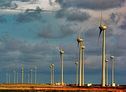 Wind farm in Parnaíba, Piauí. Brazil is one of the 5 largest producers of wind energy in the world