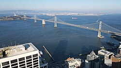 The Bay Bridge connects the city to Oakland and the East Bay.