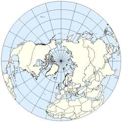 The Northern Hemisphere from above the North Pole