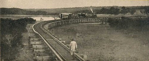 The Kenya–Uganda Railway near Mombasa, about 1899