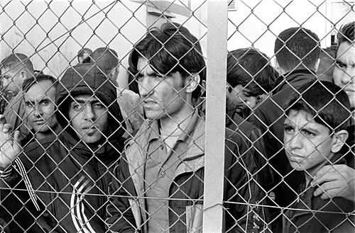 Arrested refugees/immigrants in Fylakio detention centre, Evros, northern Greece