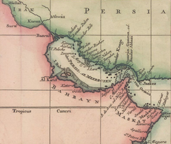 A 1745 Bellin map of the historical region of Bahrain
