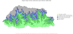 Köppen climate classifications of Bhutan