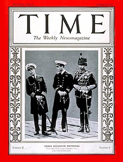 Henry (far right) with his brothers the Prince of Wales and Prince George on Time magazine's cover, 8 August 1927