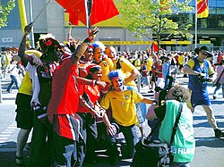 Trinidad and Tobago supporters before the team's opening 2006 World Cup match against Sweden