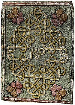 Embroidered book cover made by Elizabeth I at the age of 11, presented to Katherine Parr
