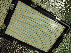 Variable color temperature LED array in a floodlamp