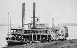A typical river paddle steamer from the 1850s-the Ben Campbell
